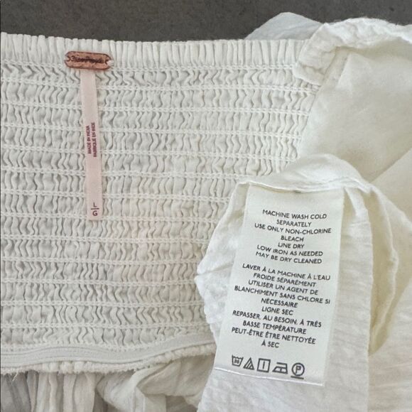 Free People Leave It To Me Babydoll Top Cotton in Ivory Square Neckline Size L - Picture 9 of 12
